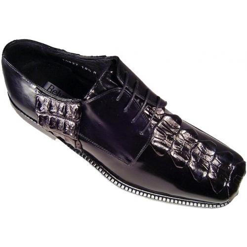 Belvedere Black "Gino" Genuine Crocodile Shoes